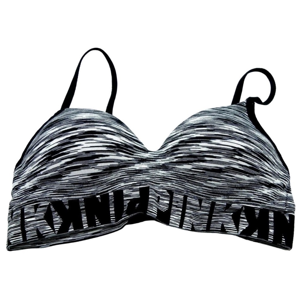 Victoria’s Secret PINK Cool & Comfy Wireless Sports Bra Gray Space Dye Sz Small - Picture 3 of 16